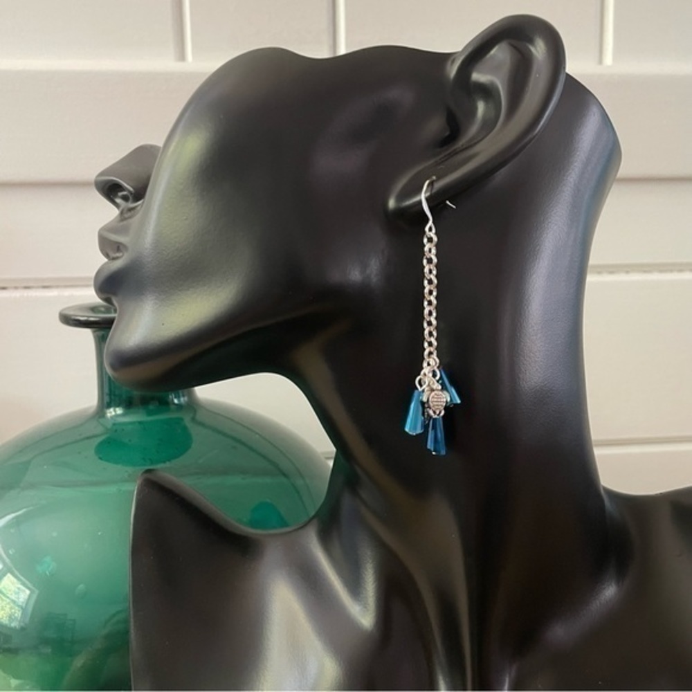 π2/$29 π’ Dark Blue Swarovski Crystal Mini Turtle Statement Earrings Ocean - Picture 4 of 5